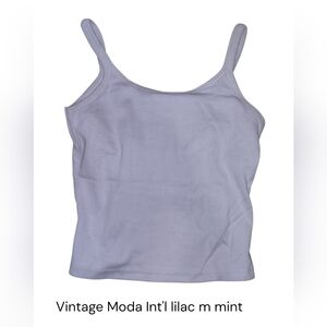 Vtg 90s Moda Int'l Tank M Lilac Ribbed Cotton Mint